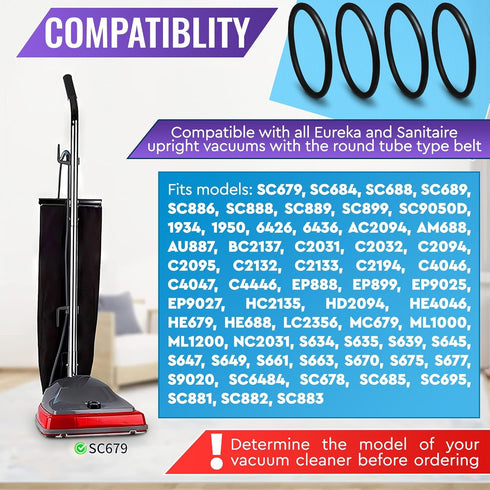 6Pcs Sanitaire Vacuum Belts, Durable Flexible Easy Installation, Compatible with SC679K, SC684, SC688, SC689, SC886,