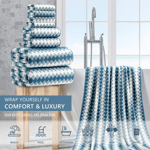 8 Set |2 Towels,2 Towels,4 600GSM Set Piece Bathroom Towel Oversized Bath Hand Washcloths| Soft Hotel Towel Large Bath