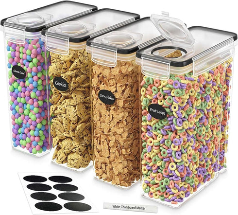 DWËLLZA KITCHEN Cereal Containers Storage 4 Pack, 135 fl. oz Airtight Food Storage Containers for Pantry