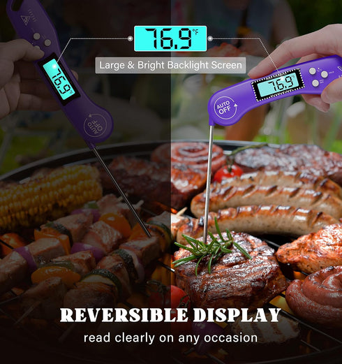 DOQAUS Digital Meat Thermometer, Instant Read Kitchen Probe with Backlit Display for Cooking, BBQ, Baking