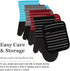 Cuisinart Neoprene Oven Mitts and Potholder Set, Heat Resistant Gloves with Non-Slip Grip, Red Dahlia