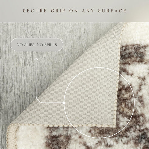 Maples Rugs Farmhouse Tapestry Area Rugs, Washable Non Slip Indoor Carpet, 1'8 x 2'10, Taupe/Grey, Made in USA