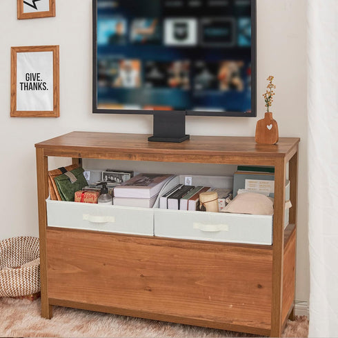 GRANNY SAYS Shelf Storage Baskets, Clothes Storage Bin, Organizer and Storage Bins, Jumbo Trapezoid Boxes, Pearl White,