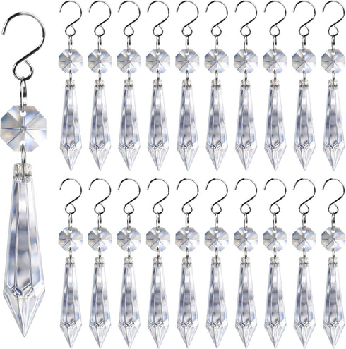 20PCS Clear Chandelier Icicle Crystal Prisms,55mm Chandelier Crystals Replacement,Crystals for Chandeliers with