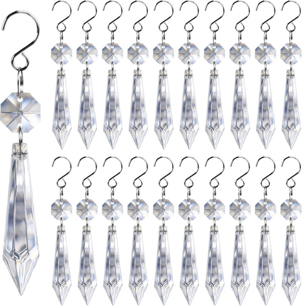 20PCS Clear Chandelier Icicle Crystal Prisms,55mm Chandelier Crystals Replacement,Crystals for Chandeliers with