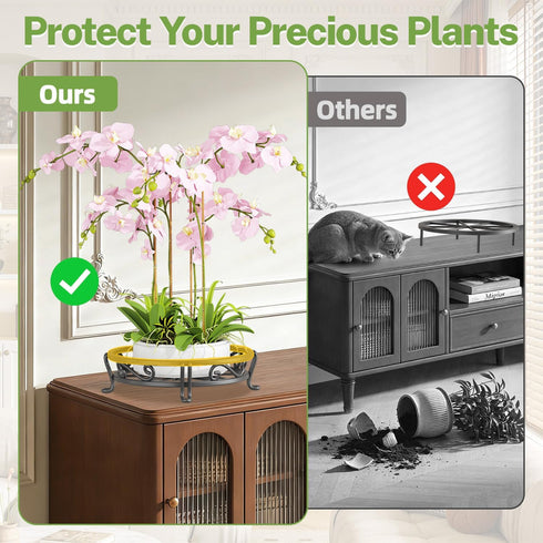 2-Pack 11-Inch iDavosic.ly Metal Plant Stands for Outdoor Indoor, Wide Rust-proof Iron Heavy Duty Flower Pot Holder
