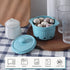 Countertop, HAOTOP Garlic Keeper with Lid, Ceramic Garlic Saver Container for Kitchen Decor (Turquoise)