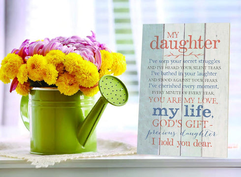 DEXSA My Daughter Wood Plaque 6x9 - Classy Frame Wall & Tabletop Decoration | Christian Family Home Decor | Made in the
