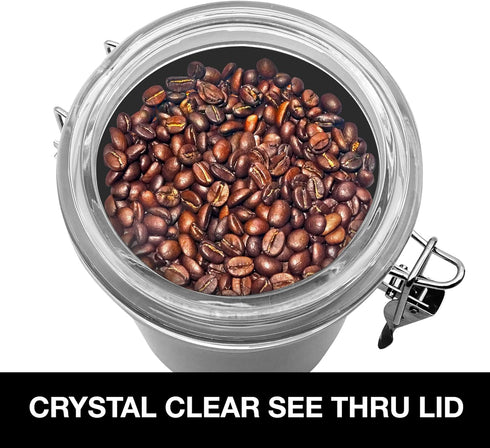 OGGI Stainless Steel Kitchen Canister, 26 fl oz, Airtight Clamp Lid, Clear See-Thru Top, Ideal for Kitchen Storage