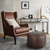 16.5Dx12H, Thgonwid Unstuffed Faux Leather Pouf Cover, Handmade Footstool Ottoman Storage Solution, Floor Footrest