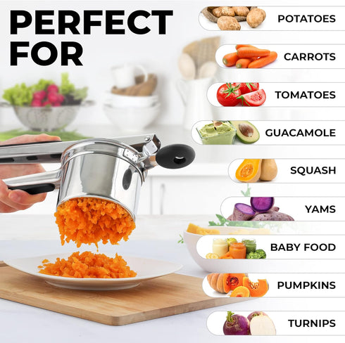 15oz Zulay Kitchen Large Potato Ricer, Heavy Duty Stainless Steel Potato Masher and Ricer for Mashed Potatoes, Mashed