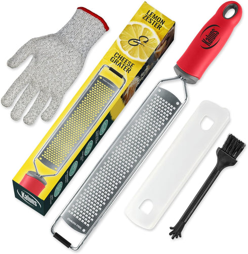 Lemon Zester & Parmesan Cheese Grater - Premium Citrus Grater with Bonus Cleaning Brush & Glove