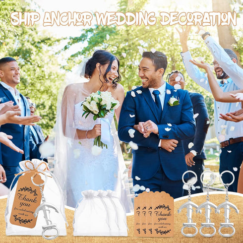 Winocbxt 50pcs Anchor Keychain Bottle Opener for Wedding Baby Shower Party Gift Decoration, Nautical Themed Give Away