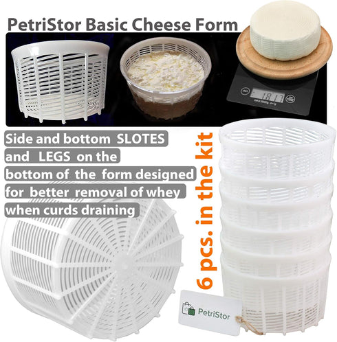 6 1.25QT pcs Soft Cheese Mold for Cheese Making - Small Cheese Mold - Homemade Cheese Making Supplies - Cream Cheese