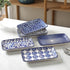Selamica Ceramic 8 Inch Rectangular Salad Plates, Set of 6, Microwave/Oven/Dishwasher Safe Dinner Plates in Vintage Blue
