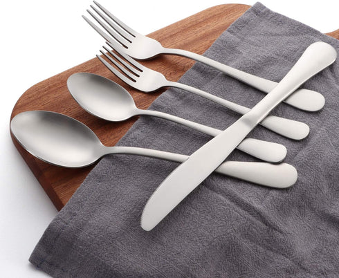 LIANYU 20 Piece Silverware Set - Matte Silverware Flatware Set for 4 - Stainless Steel Kitchen Utensils