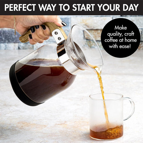 Primula Park Set, Permanent Reusable Filter Coffee Dripper, Borosilicate Glass, Easy to Use, 36 oz
