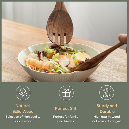 Muso Wood Acacia Salad Servers, 10-inch Set of 2 (Acacia Salad Servers)