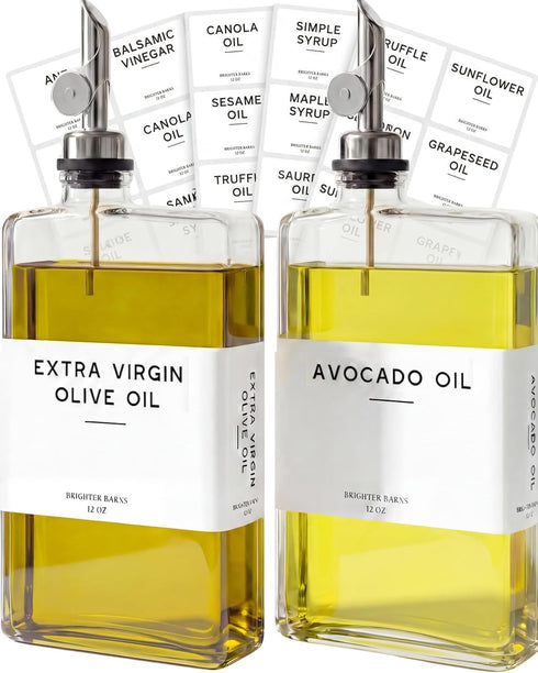 Glass Olive Oil Dispenser Bottle for Kitchen by Brighter Barns - Oil