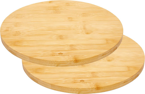 RoyalHouse Natural Bamboo Round Cutting Board, 11.8" Round, 0.6" Thick, Pack of 2, for Kitchen and Serving