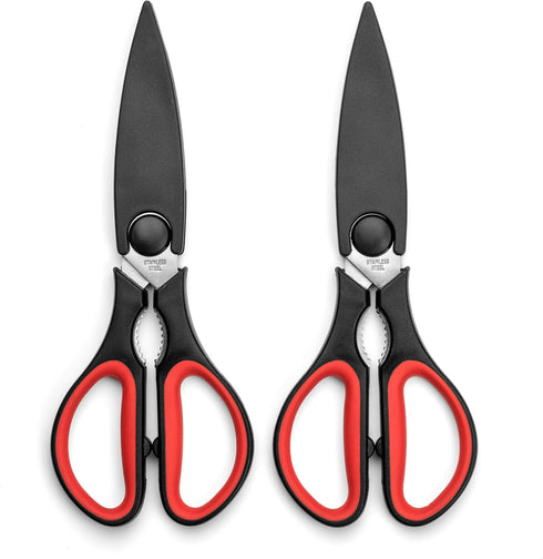 Ultra Sharp Kitchen Scissors for Food, Heavy Duty, Serrated Stainless Steel Shears, Set of 2
