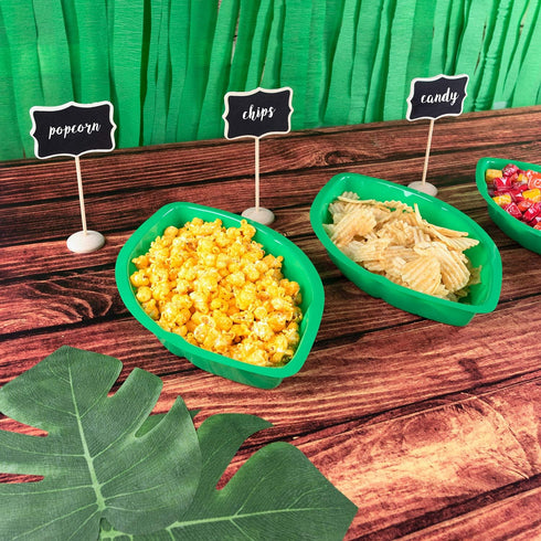 Super Z Outlet Palm Leaf Hawaii Style Food Reusable Snack Tray for Jungle Island Themed Party Decorations (12 Pack,