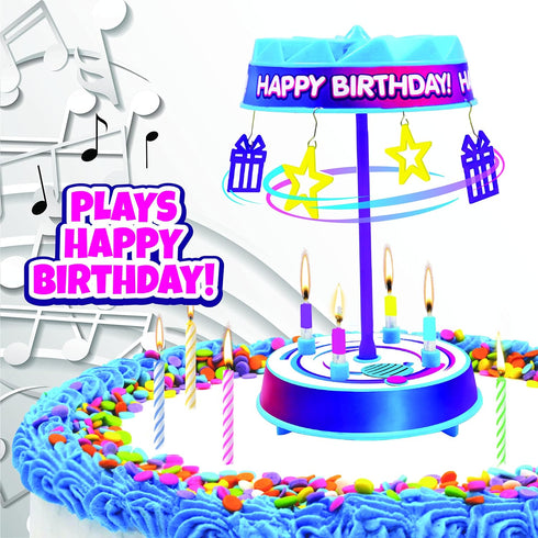 BEST PARTY EVER! Spincredible Candle, Reusable Singing Candle-Powered Spinning Cake Topper, Fits Any Size Cake
