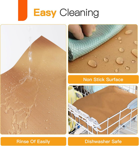 4 Pack Large Copper Oven Liners, 16x24 Inch Thick Heavy Duty Non-Stick Teflon Mats for Ovens and Grills