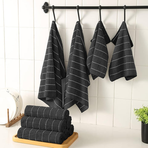 Set, 26 18 Inch 12 12 Inch, Set 12 Puomue Microfiber Kitchen Towels and Dishcloths X and X of Bulk Lint Free Dish