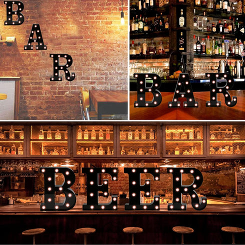 Light Up Black Alphabet Marquee Letters Sign, LED Number Lights for Home Bar Christmas Decoration