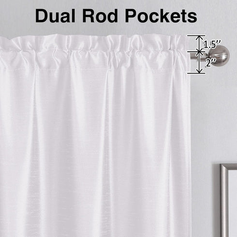 Uptown White Valance Curtains 14 Inch Length, Faux Silk Light Filtering Rod Pocket Valance for Windows