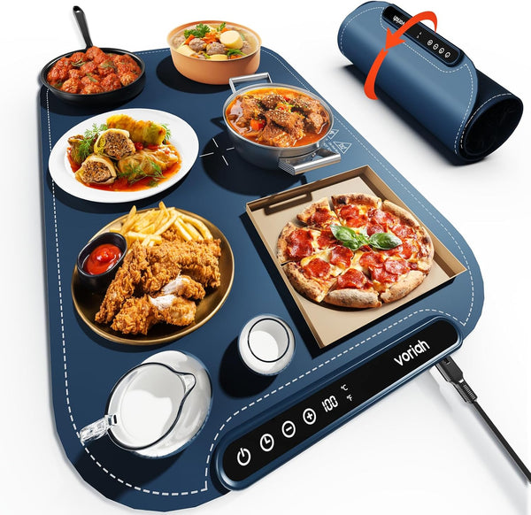 Warming Mat for Food, Voriah Electric Warming Tray with 99H Timer &
