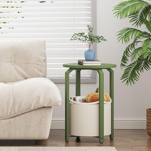 TB01BOG093 TUTOTAK Small Side Table, Oval End Table, Night Stand, Bedside Table, Sofa Table with Storage Basket, Living