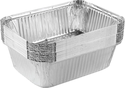 PLASTICPRO Disposable 5 LB Aluminum Takeout Tin Foil Baking Pans, 7'' X 10'' X 3'' Inch, Pack of 10