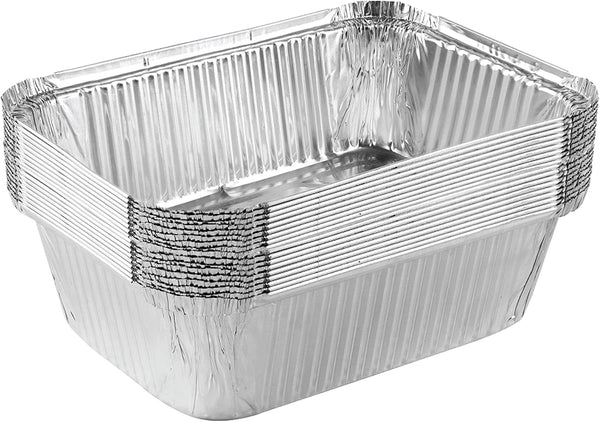 PLASTICPRO Disposable 5 LB Aluminum Takeout Tin Foil Baking Pans, 7'' X 10'' X 3'' Inch, Pack of 10