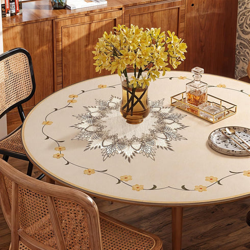 SynHHergyx 2 15 Inch Natural Linen Doilies, Pcs Round Lace Doilies for Tables Neutral Earth Tones Beige Table Topper