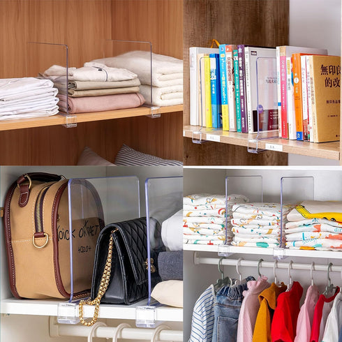 Yieach 6 Pack Closet 9.2 Closet Closet Clear Acrylic Shelf Divider for Organization - Tall Dividers for Wood