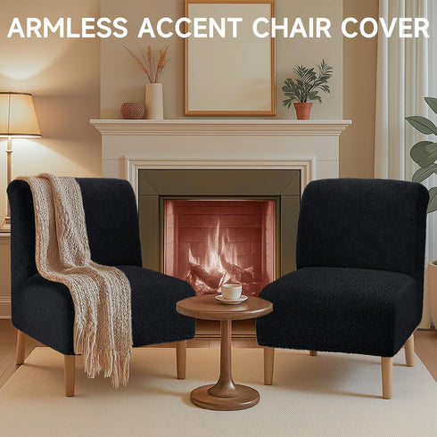 XIAROGEE Armless Armless 1) Teddy Wool Accent Chair Cover Soft Chair Slipcover Accent Chairs Covers without Arms