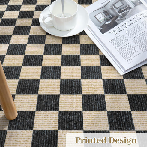2x6 2'x6') LIVEBOX Washable Runner Rug Checkered, Black Runner Rugs for Hallway, Non-Slip Kitchen Runners, Farmhouse