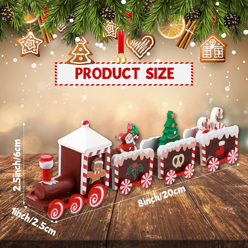 Yulejo Christmas Train Painted Wooden Christmas Decoration Mini Christmas Tree Train Christmas Decorations Wood Train