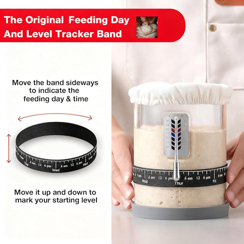 2 Pack 40oz Premium Pro Sourdough Starter Jar Kit - Large Wide Mouth Sourdough Bread Jar with Marked Feeding Band