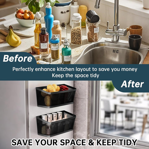 WOCUBEHOME 2Pcs Magnetic Spice Rack for Fridge Magnet Hanging Basket Holder for Seasonings Fruit Vegetables Coffee