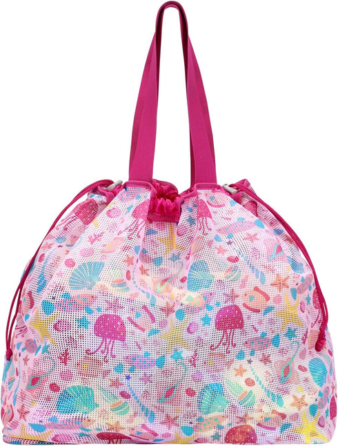 Extra Large Mesh Beach Bag with Drawstring - Lightweight Foldable Sand Toy