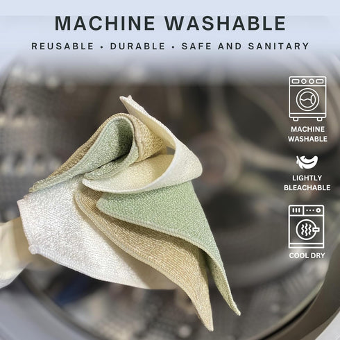 6x7 6-Pack 2-Ply Whiffkitch Dishcloths Dishrags for Kitchen and Household Cleaning Non-Scratch Weave, Rayon Derived