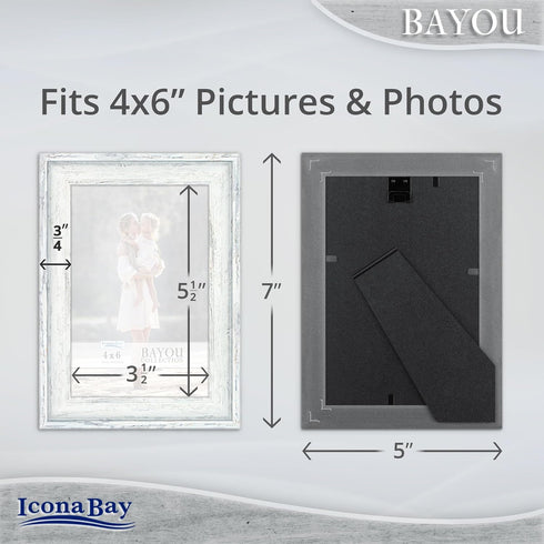 Icona Bay 4x6 Picture Frames, 3 Pack, Cloudy White Cape Cod Style Photo Frames for Table Top or Wall Mount