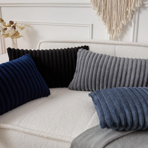 12x24 Inch Set 1 UGASA Lumbar Throw Pillow Cover of Super Soft Faux Fur Decorative Pillow Case Plush Flannel Texture
