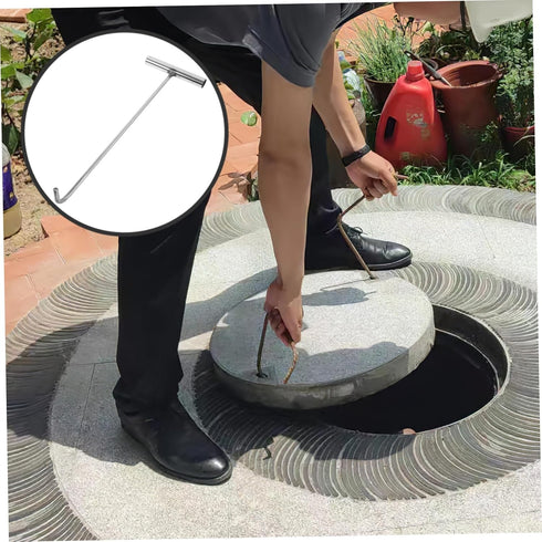 T-Hook Water Meter Key Hand to Mind Manhole Cover Drain Cover Lifting Tool, T Nut Hook Tool Heavy Duty Ceiling Hooks Heavy-Duty Hook Stainless Steel Jack Vault Door Vault Lid Hooks by Hohopeti