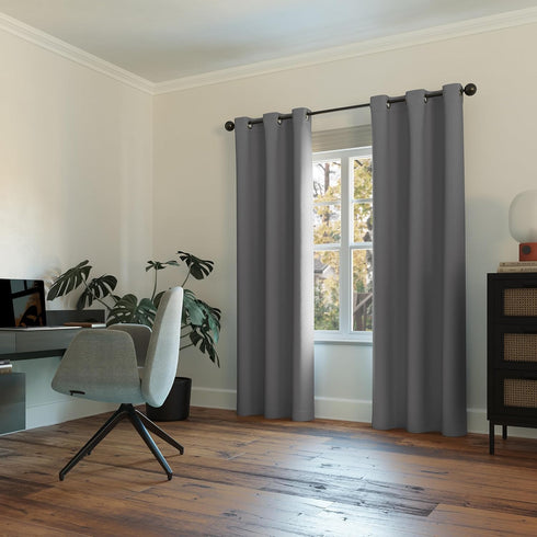 Sun Zero Easton Energy Saving Blackout Grommet Curtain Panel, 40" x 95", Gray Color