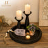 Counter Hanobe Decorative Coffee Table Tray: Modern Farmhouse Beaded Round Tray Decor Rich Dark Brown Circle Wooden