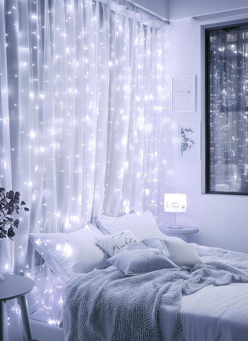 300 9.8ft 9.8ft 8 1 Pack Brightown LED Fairy Curtain Lights, x String Lights, USB Plug in Lighting Modes Christmas
